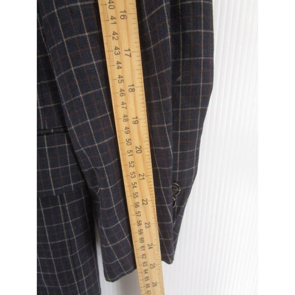 VINTAGE J Crew Sport Coat 42 Linen Blazer Jacket Plaid 90s USA Preppy * - Picture 7 of 13